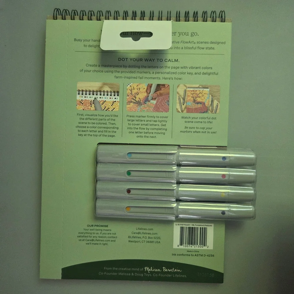 Lifelines FlowArt Dot-By-Letter Pumpkins & Pastures Art Meditation Kit 8 Markers